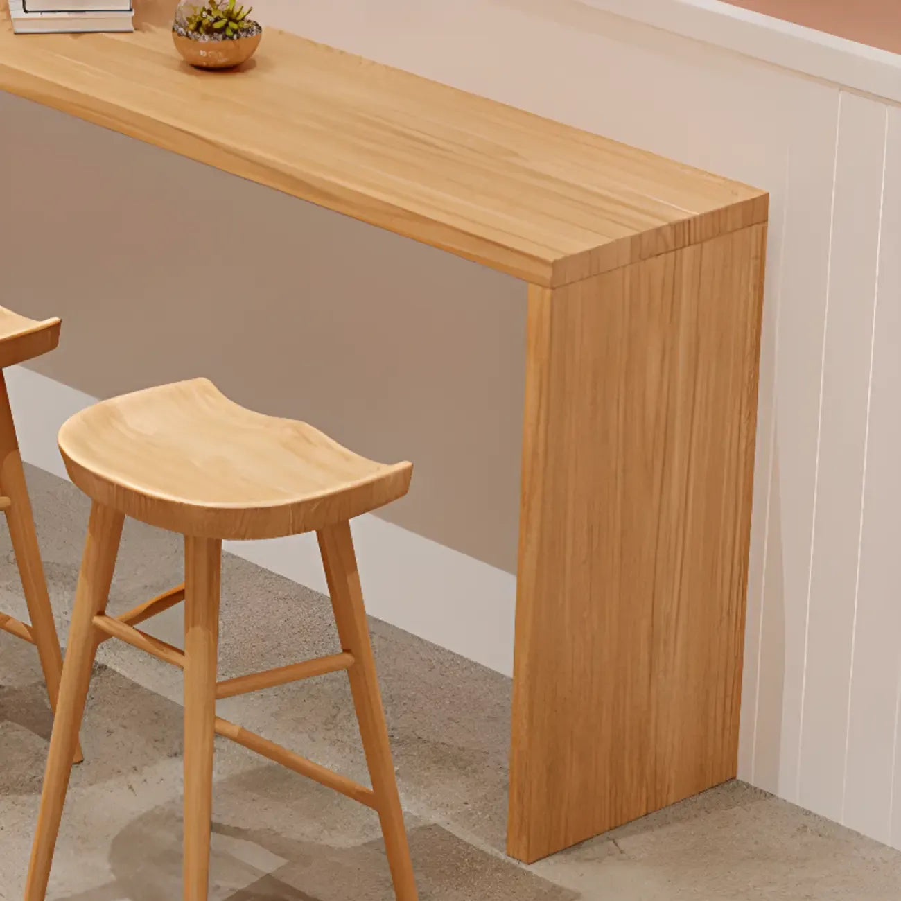 Rectangle Scandinavian Wooden Bar Height Table Double Pedestal
