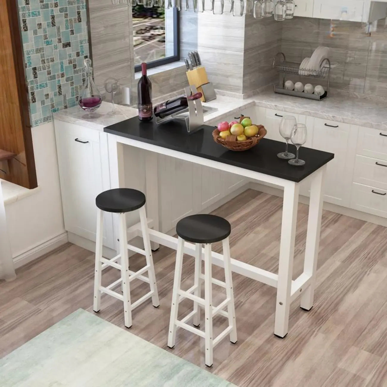 Modern Black-White Metal Structure Bar Tables