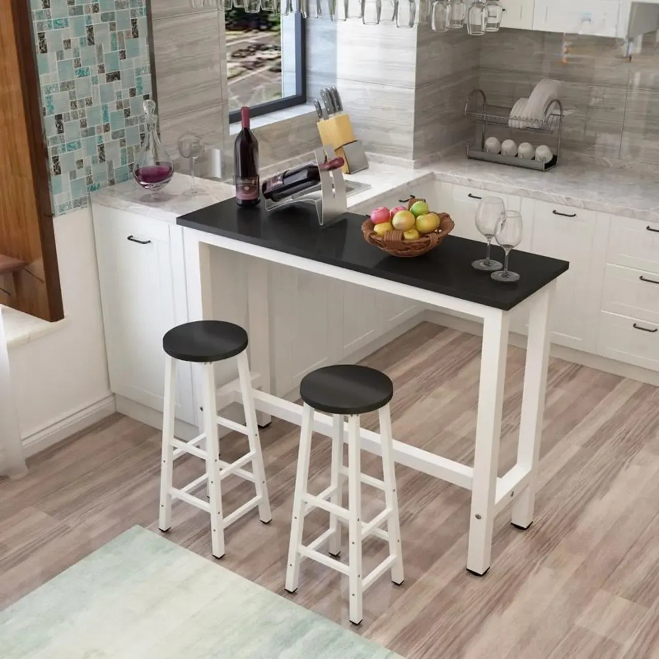 Modern Black-White Metal Structure Bar Tables
