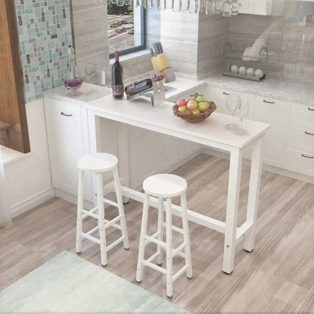 Modern Black-White Metal Structure Bar Tables