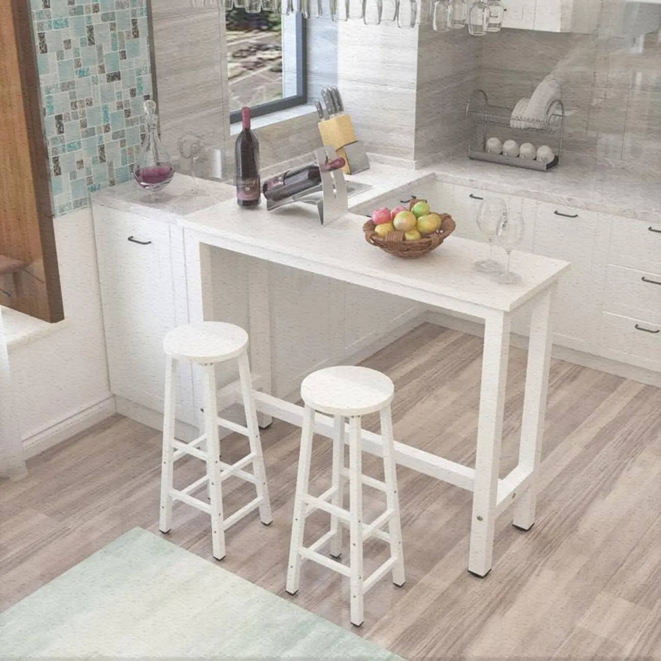Modern Black-White Metal Structure Bar Tables