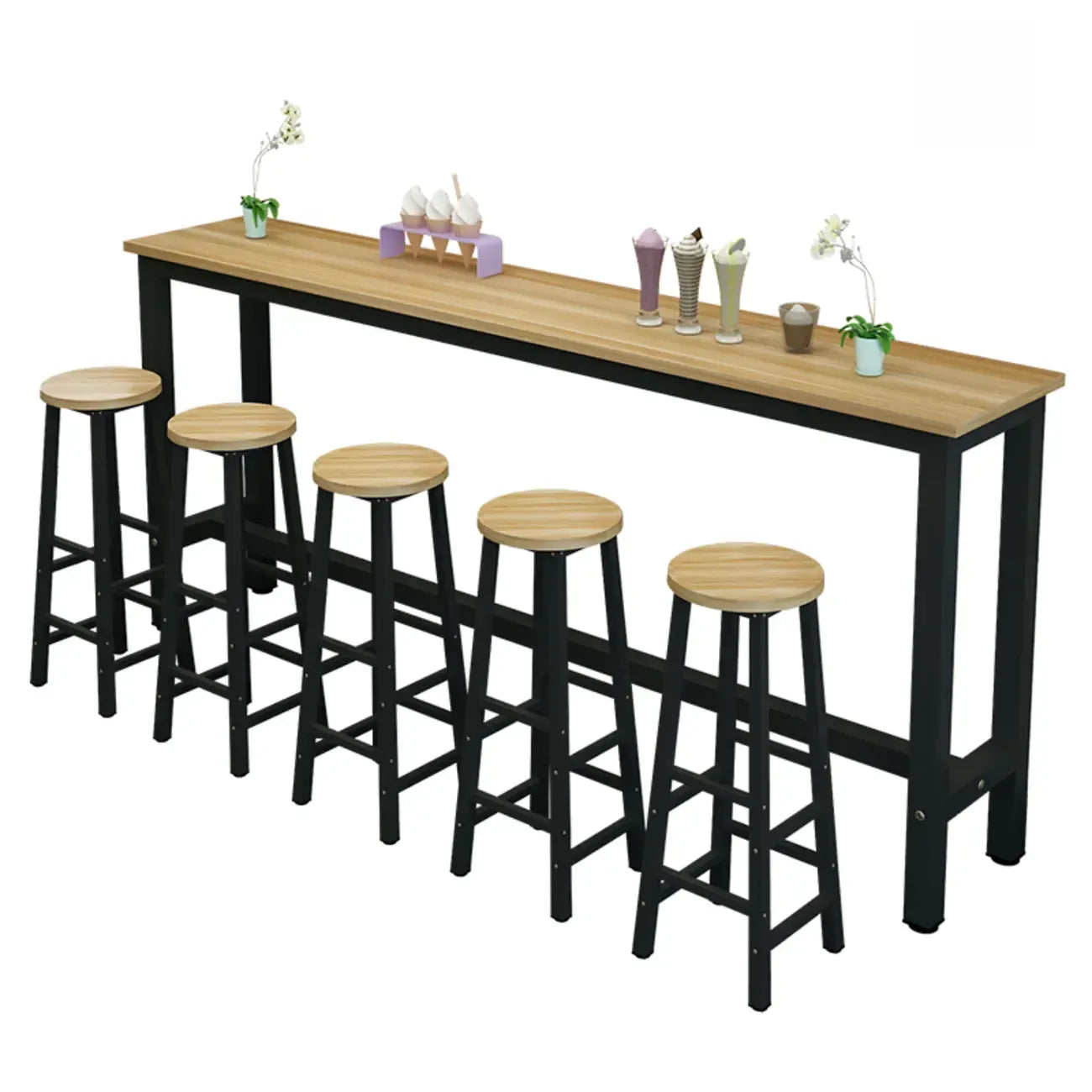 Modern Black-White Metal Structure Bar Tables