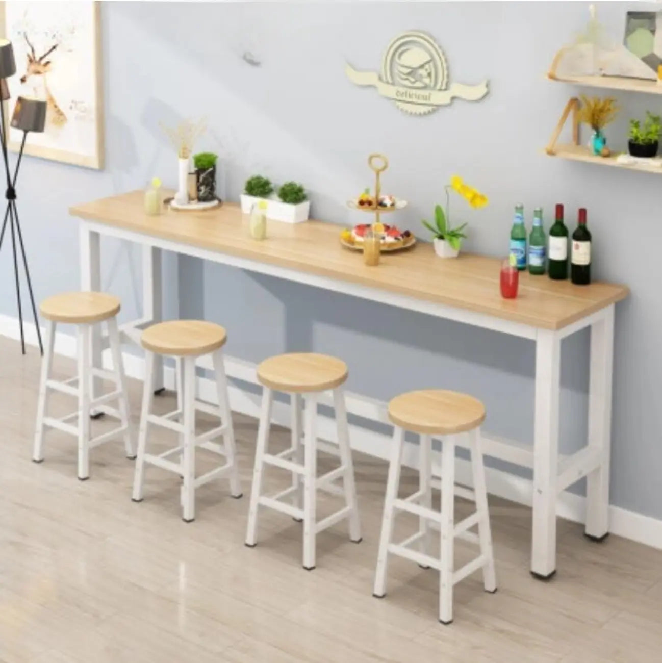 Modern Black-White Metal Structure Bar Tables