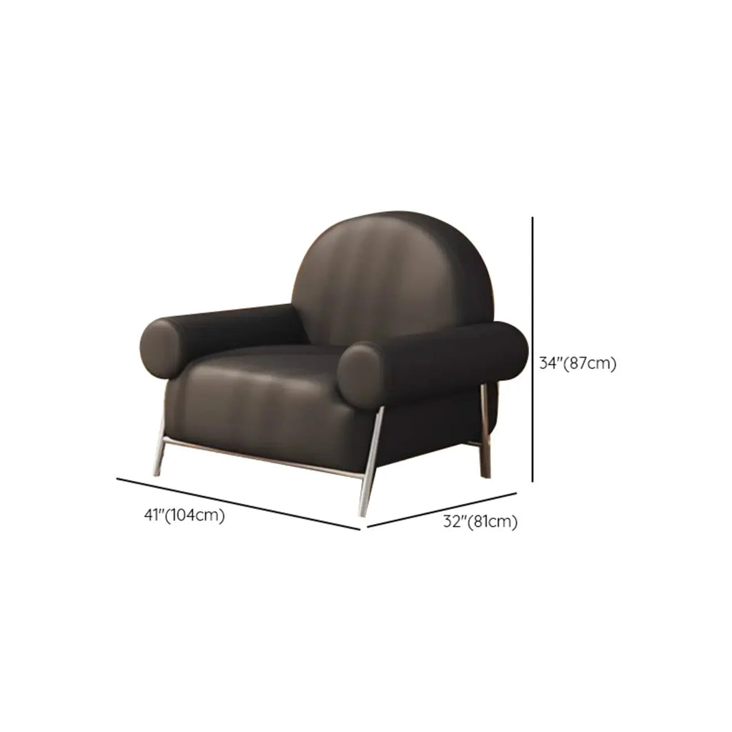 White Upholstered Arm Accent Chair for Living Room