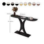 White Half-Circle Stone Rose Gold Entryway Console Table