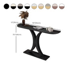 White Half-Circle Stone Rose Gold Entryway Console Table