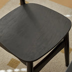 Rustic Black Wooden Armless Dining Chair with Handwoven Back