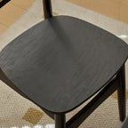 Rustic Black Wooden Armless Dining Chair with Handwoven Back