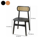Rustic Black Wooden Armless Dining Chair with Handwoven Back