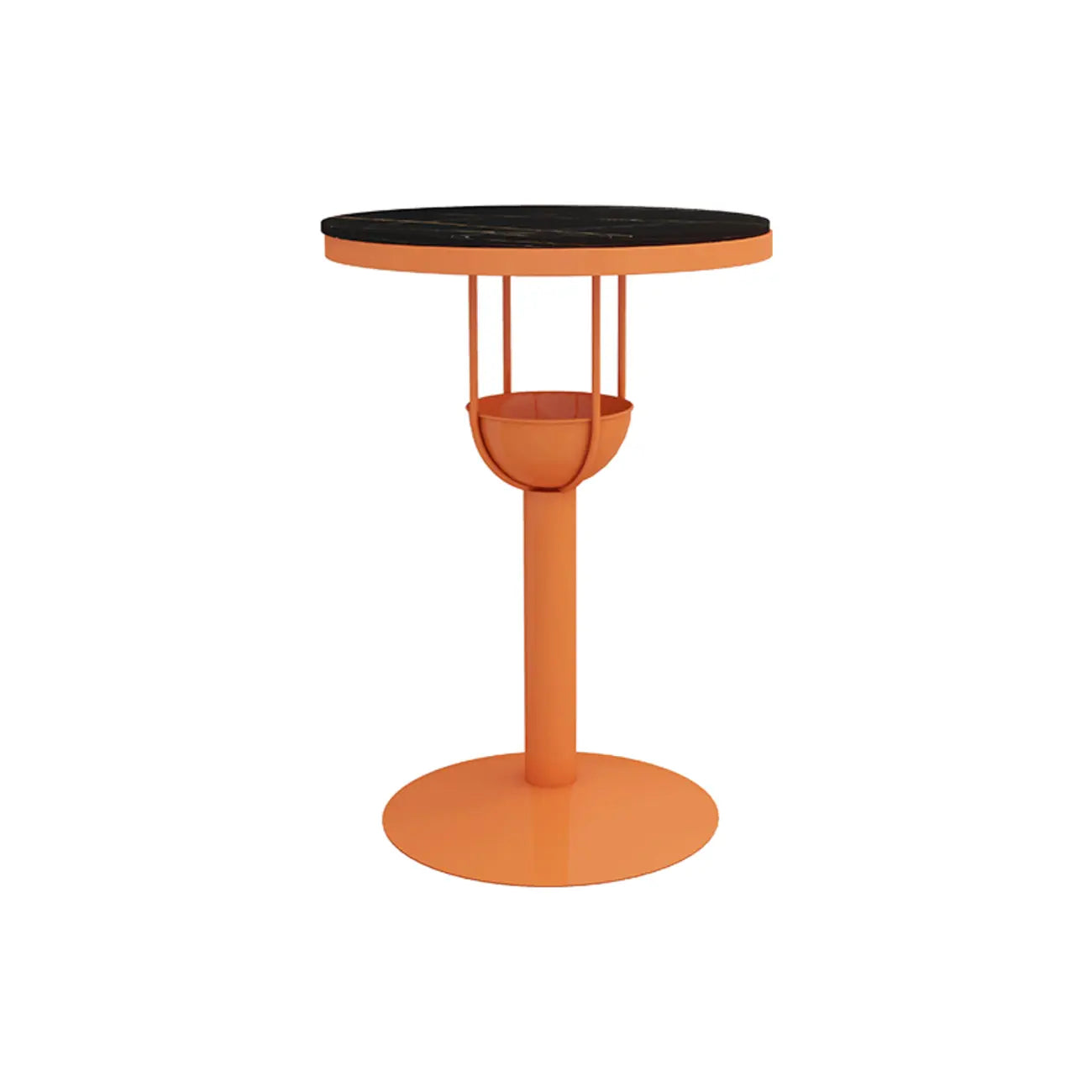 Modern Black Orange Orbicular Shelf Bar Tables