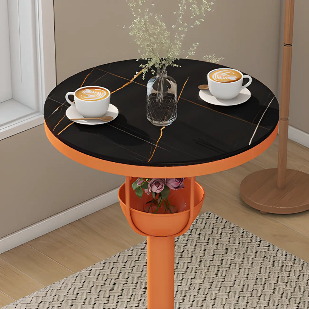 Modern Black Orange Orbicular Shelf Bar Tables
