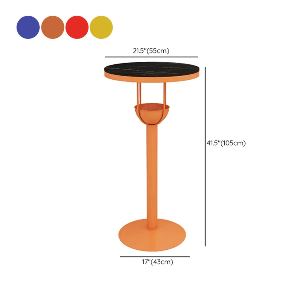 Modern Black Orange Orbicular Shelf Bar Tables