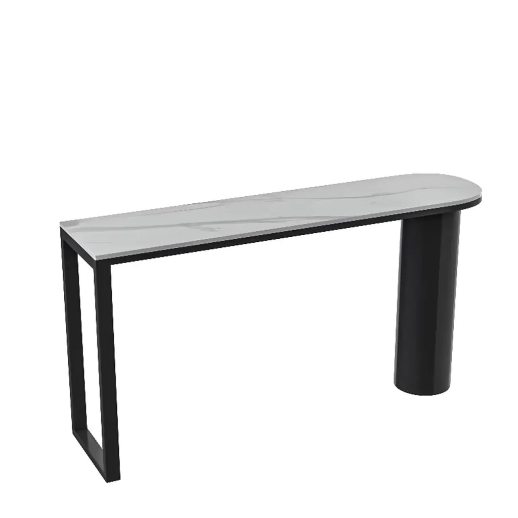 Contemporary Oval White Marble Bar Table for Dining