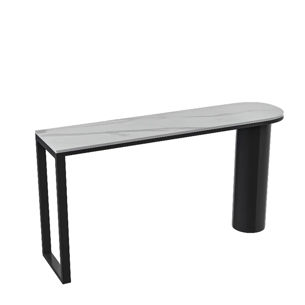 Contemporary Oval White Marble Bar Table for Dining