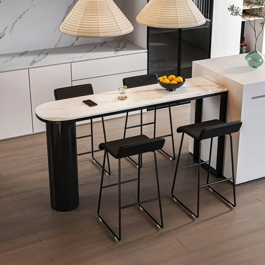 Contemporary Oval White Marble Bar Table for Dining