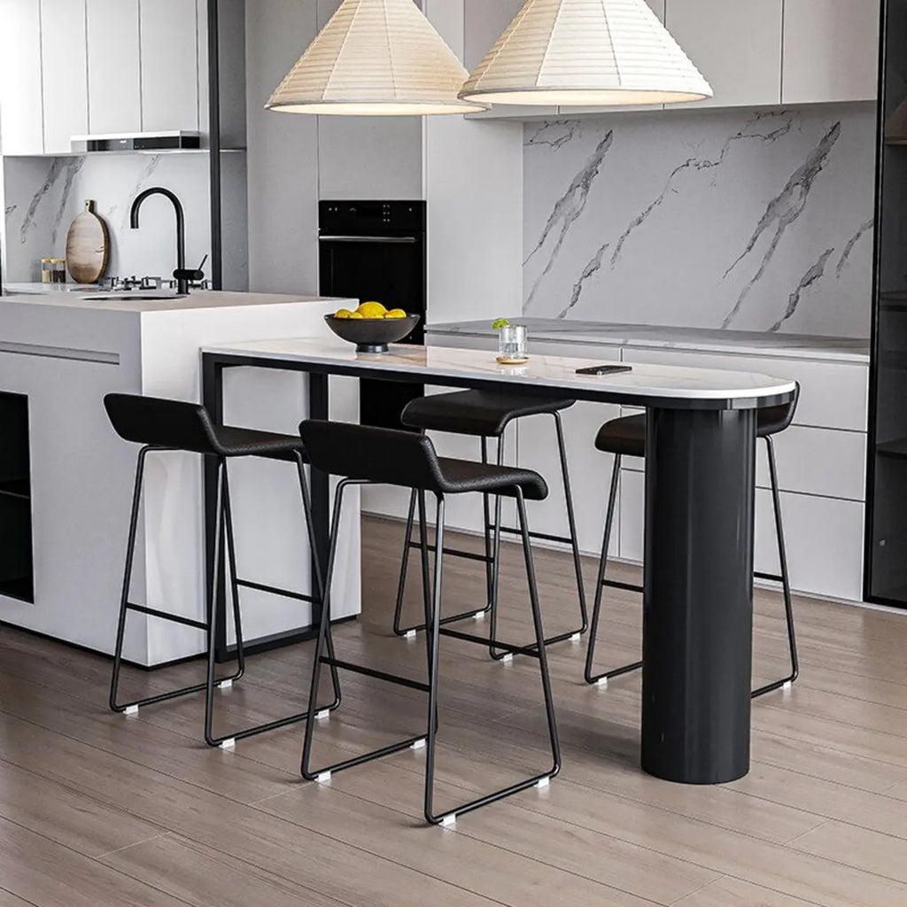 Contemporary Oval White Marble Bar Table for Dining