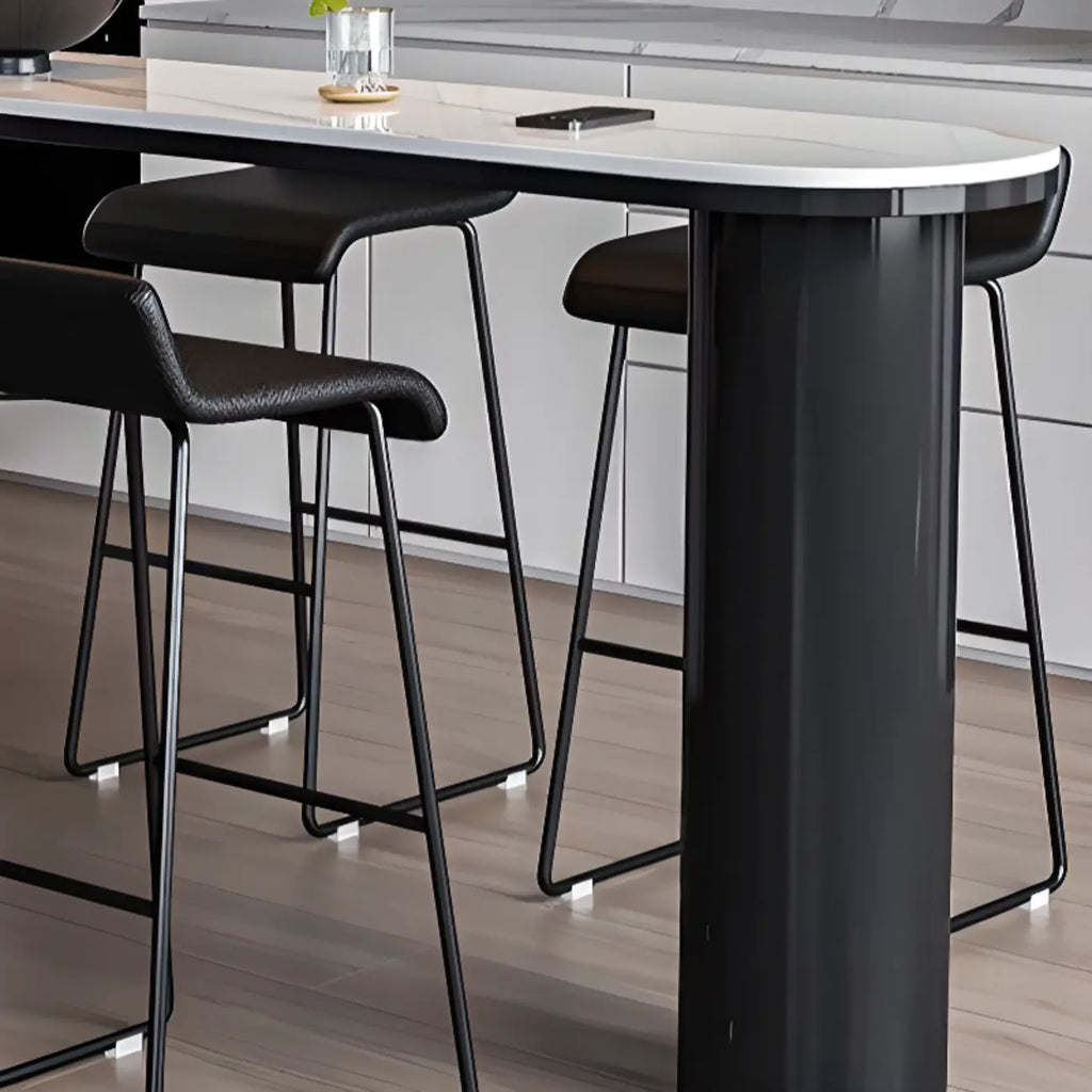 Contemporary Oval White Marble Bar Table for Dining