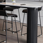 Contemporary Oval White Marble Bar Table for Dining