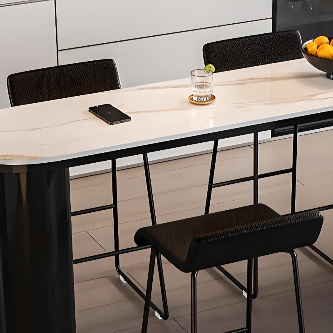 Contemporary Oval White Marble Bar Table for Dining