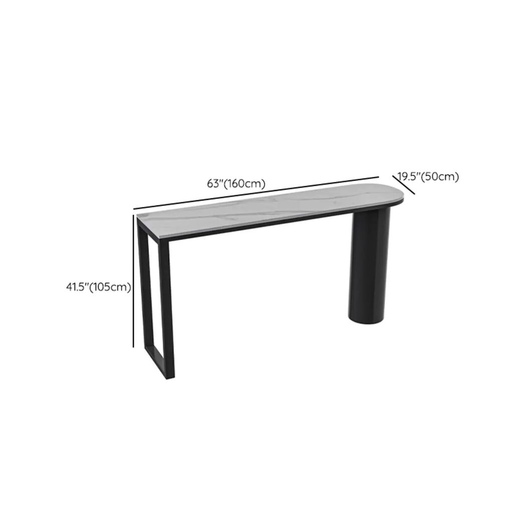 Contemporary Oval White Marble Bar Table for Dining