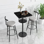 Glamorous Golden Marble Round Bar Table with Under Shelf