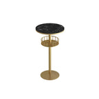 Glamorous Golden Marble Round Bar Table with Under Shelf