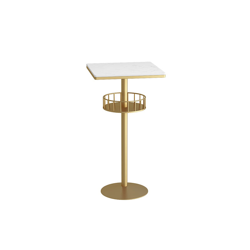 Glamorous Golden Marble Round Bar Table with Under Shelf