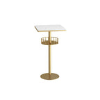 Glamorous Golden Marble Round Bar Table with Under Shelf