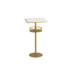 Glamorous Golden Marble Round Bar Table with Under Shelf