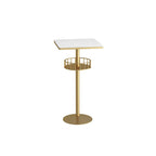 Glamorous Golden Marble Round Bar Table with Under Shelf