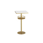 Glamorous Golden Marble Round Bar Table with Under Shelf