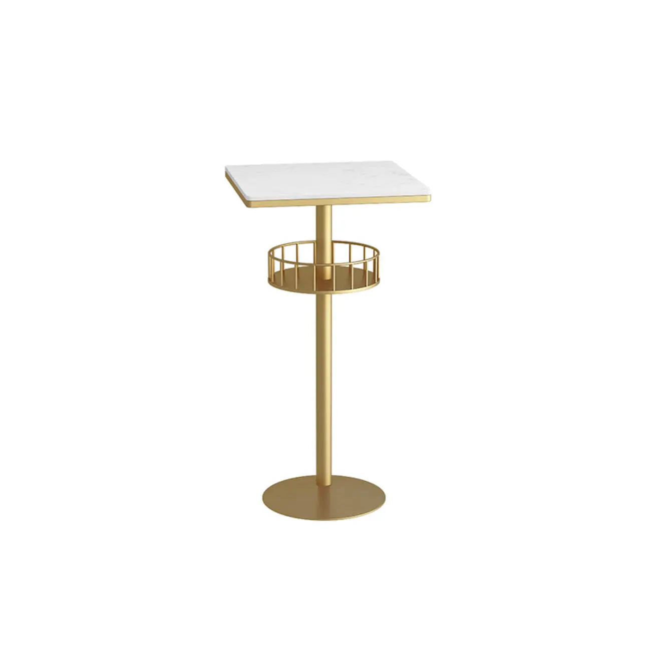 Glamorous Golden Marble Round Bar Table with Under Shelf
