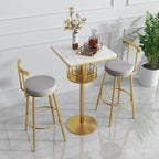 Glamorous Golden Marble Round Bar Table with Under Shelf