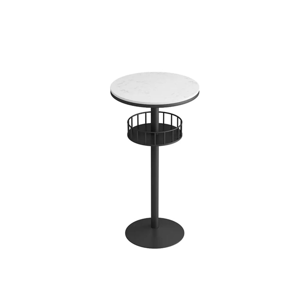Glamorous Golden Marble Round Bar Table with Under Shelf