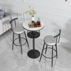 Glamorous Golden Marble Round Bar Table with Under Shelf