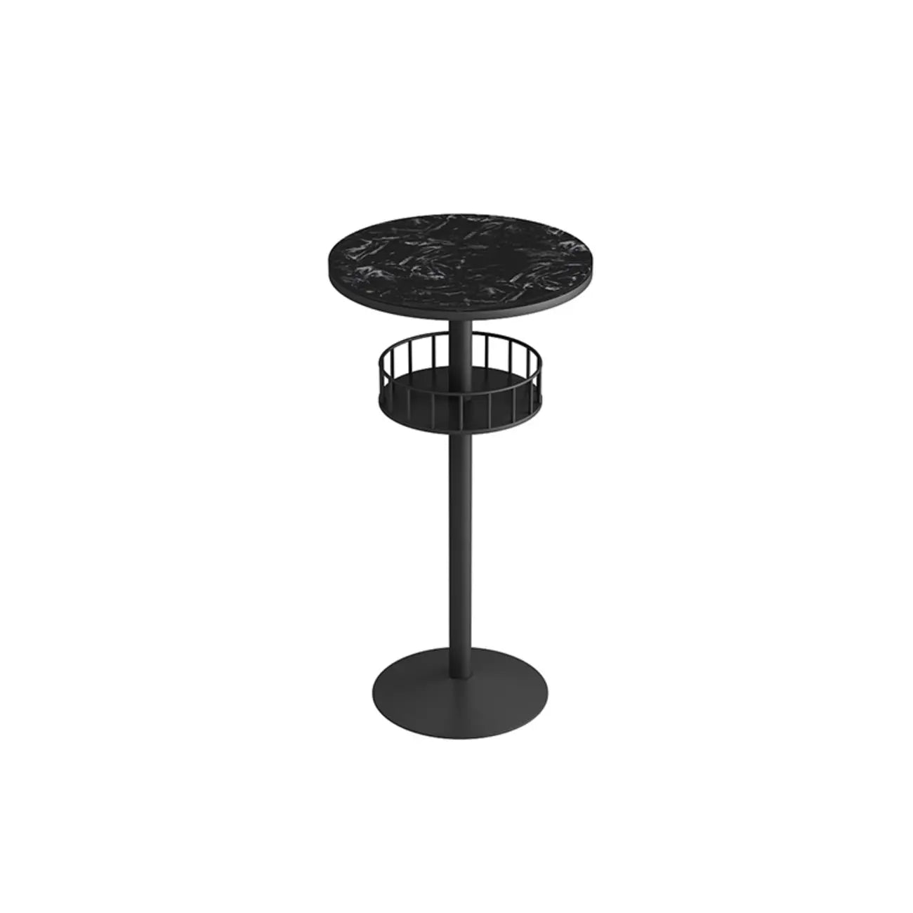 Glamorous Golden Marble Round Bar Table with Under Shelf