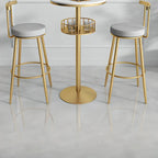 Glamorous Golden Marble Round Bar Table with Under Shelf