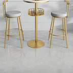 Glamorous Golden Marble Round Bar Table with Under Shelf