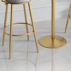 Glamorous Golden Marble Round Bar Table with Under Shelf