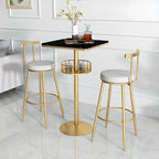 Glamorous Golden Marble Round Bar Table with Under Shelf
