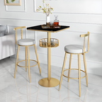 Glamorous Golden Marble Round Bar Table with Under Shelf