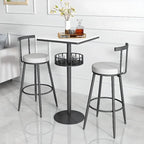 Glamorous Golden Marble Round Bar Table with Under Shelf