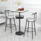 Glamorous Golden Marble Round Bar Table with Under Shelf