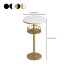 Glamorous Golden Marble Round Bar Table with Under Shelf