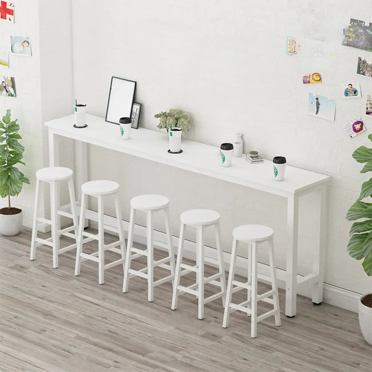 Modern White Wood Iron Rectangular Bar Tables