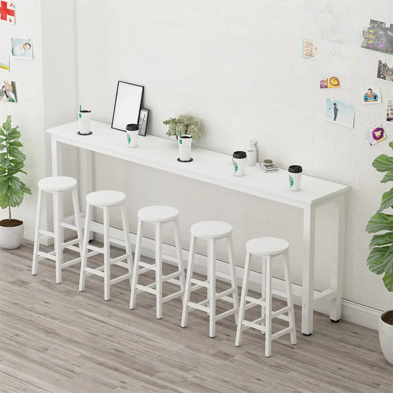 Modern White Wood Iron Rectangular Bar Tables
