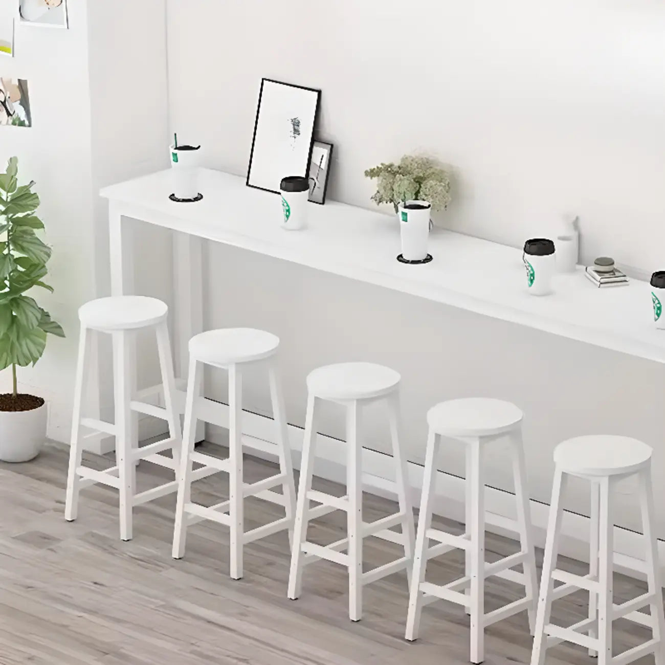 Modern White Wood Iron Rectangular Bar Tables