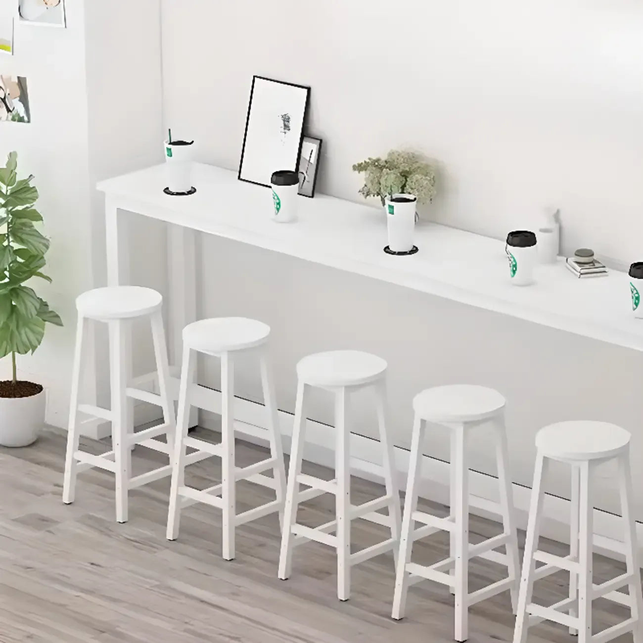 Modern White Wood Iron Rectangular Bar Tables