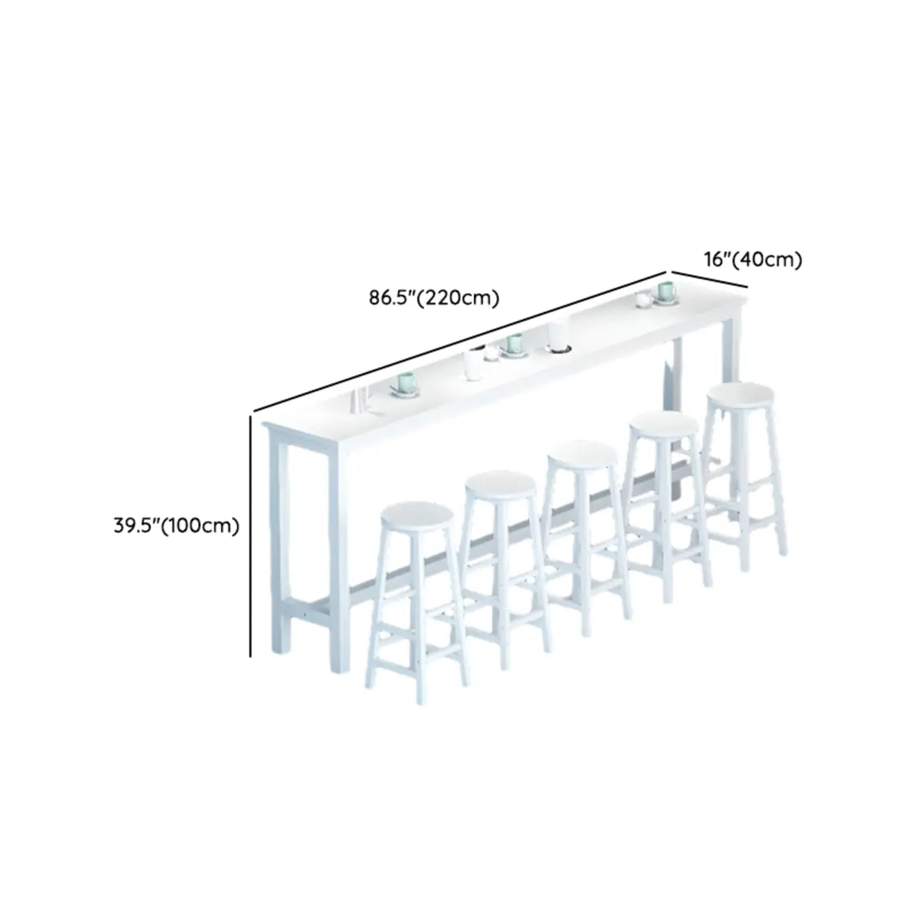 Modern White Wood Iron Rectangular Bar Tables