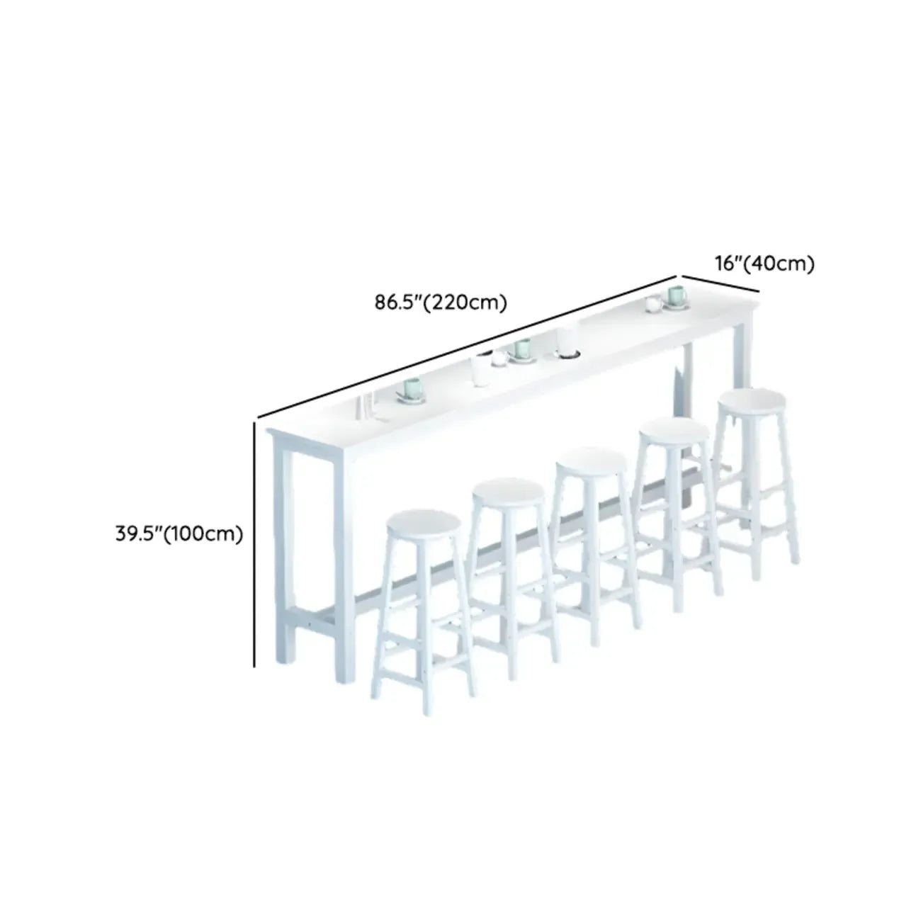 Modern White Wood Iron Rectangular Bar Tables